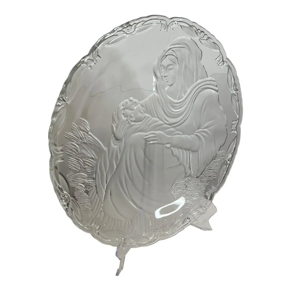 Mikasa Madonna & Child Frosted Display‎ Serving Platter Christmas Religious READ